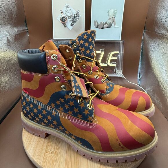 Timberland 6" Boot Supreme Stars & Stripes Wheat Men’s Sz 13 - Picture 2 of 12